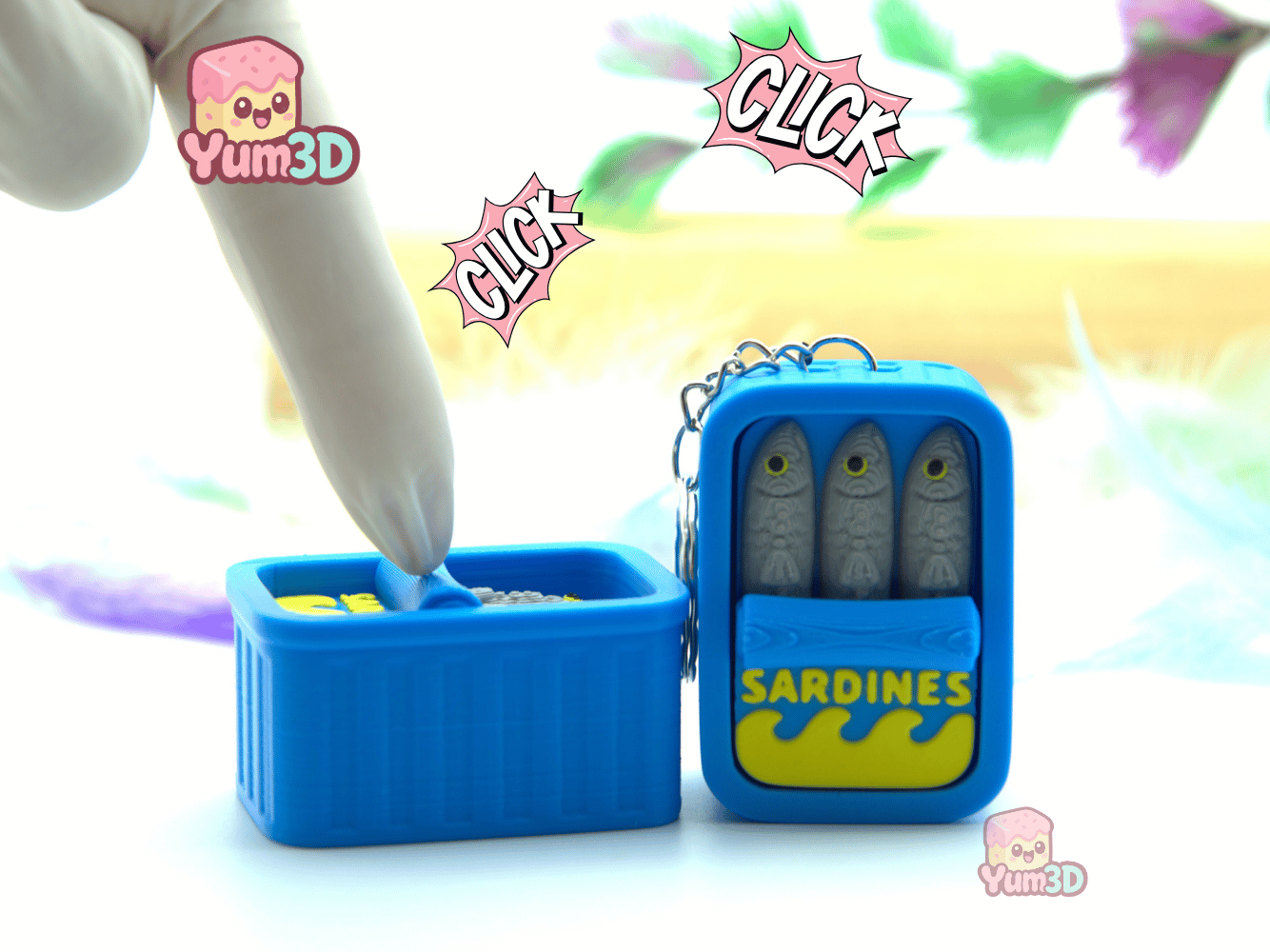 🥫 Yum3D Cute Sardine Can Fidget Clicker Keychain - Cute Backpack
